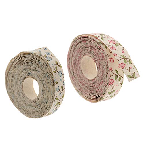 SM SunniMix 2X Blumenmuster Stoffband Geschenkband, 5 Yards-15 MM von SM SunniMix