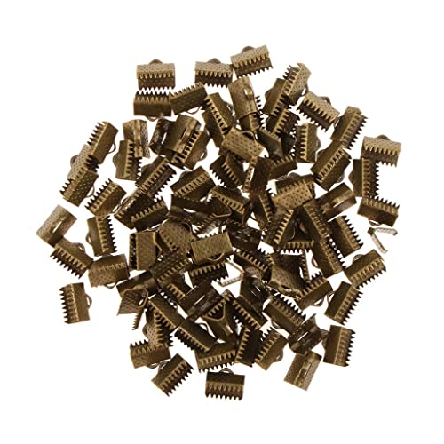 100er pack aus aus Crimp Ende Schmuck DIY Basteln Set Bandklemme Karabinerverschluss, 10mm Bronze von SM SunniMix