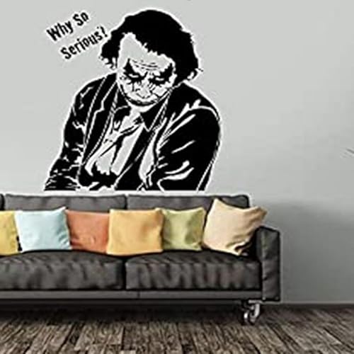 Creative and exquisite wall stickers Warum so ernst! Joker Pattern Movie Poster Creative Sculpture Wall Decal, 42x46cm, Black von SMALLSNOT