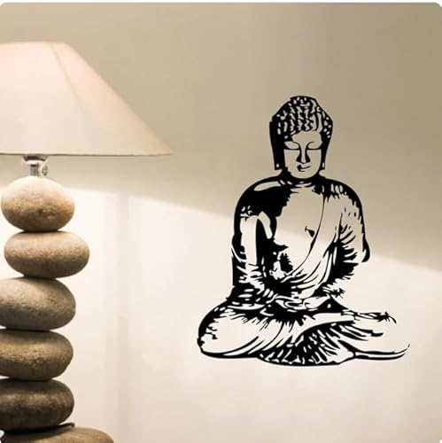 Wandaufkleber Buddha, Wandaufkleber Buddha Silhouette Home Decoration Wandtattoo, schwarz, 48 cm x 35 cm selbstklebend abnehmbare moderne Vinyl Poster Aufkleber von SMALLSNOT