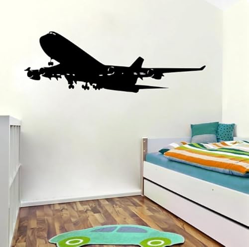 Wandtattoo Flugzeug Wandaufkleber Dekorativer Aufkleber, schwarz, 115 cm x 45 cm selbstklebender abnehmbarer moderner Vinyl-Poster-Aufkleber von SMALLSNOT