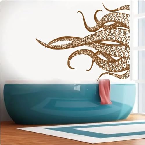 Wandtattoo Oktopus Tentakel Wandaufkleber Haus Schlafzimmer Badezimmer Dekoration Tür Aufkleber, Kaffee, 85x68cm abnehmbare moderne Vinyl Poster Aufkleber von SMALLSNOT