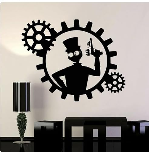 Wandtattoo Zahnrad Glas Aufkleber Schlafzimmer Wohnkultur Wandbild, Schwarz, 42x33cm Selbstklebender abnehmbarer moderner Vinyl Poster Aufkleber von SMALLSNOT