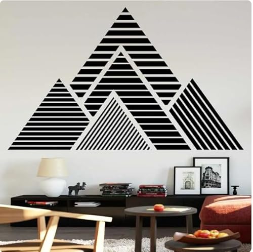 Wandtattoo abstrakte geometrische Giebel Aufkleber Mode Zuhause Wohnzimmer Schlafzimmer Büro Art Deco Aufkleber, schwarz, 74X57CM abnehmbare moderne Vinyl Poster Aufkleber von SMALLSNOT