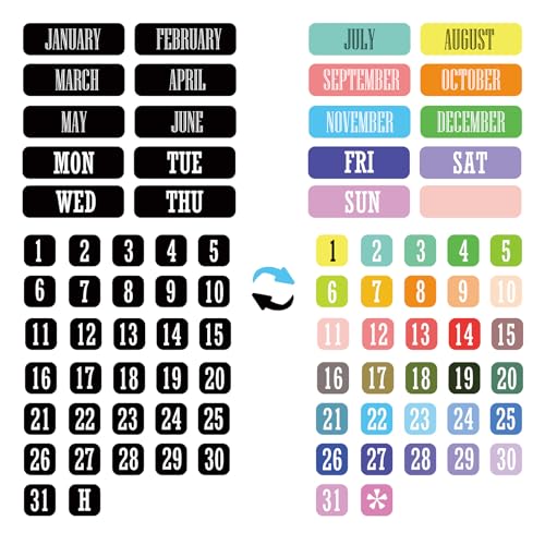 Doppelseitige magnetische Zahlen und Monate Datum für trocken abwischbare Kalender Whiteboard magnetische Wochentage und Monate Magnetischer Kalender Daten Indikatoren für Büro von SMARSTICKER