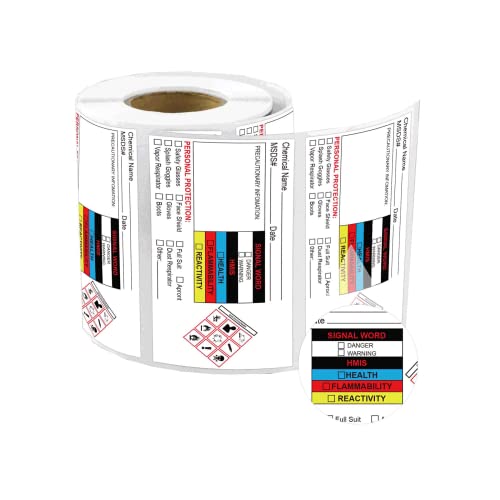 SDS-Aufkleber zum Beschriften von Chemikalien, 5,1 x 10,2 cm, Sicherheitsdatenblatt-Aufkleber, 300 Stück von SMARSTICKER