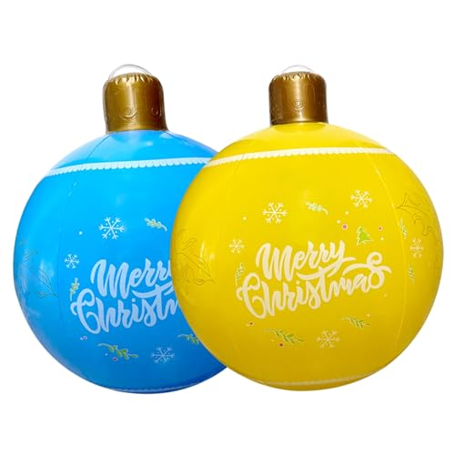 Aufblasbare Weihnachtskugeln 2pcs 18,9 x 25,6 Zoll Riese Weihnachten aufblasbare Ball PVC Weihnachten aufblasbar von SMELEYOU