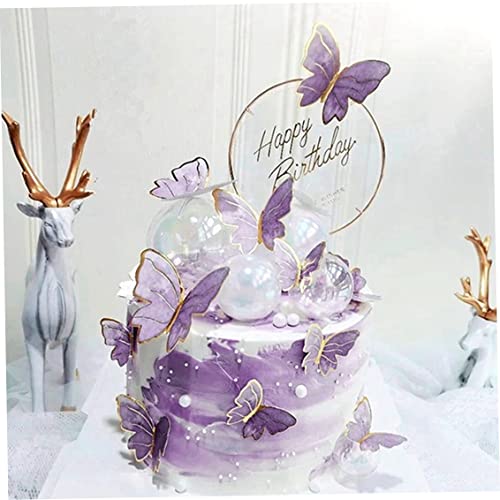 Cake Toper Butterfly Cupcake Toper 3D Schmetterling Kuchen Dekor Hohlpapier Schmetterling für Geburtstag Hochzeitsfeier Versorgung 11pcs lila lila von SMELEYOU