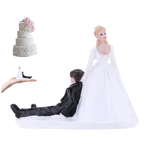 SMELEYOU Braut und Bräutigam Kuchen Harz Synthetisches Harz lustiger künstlicher Hochzeitstorte Topper Süßes Cartoon Lifelike Simulation Dekorative Figur Weiß weiß von SMELEYOU