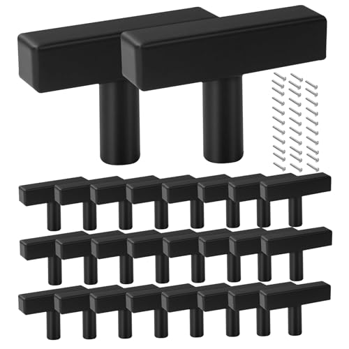 SMELEYOU SchrankknöPfe Schwarze Schubladengriffe Vintage 30pcs T Form MöBelknöPfe Schrankknöpfe Quadratische Schwarze Griffe Matte Schrank Türgriff Knauf FüR Schrank von SMELEYOU