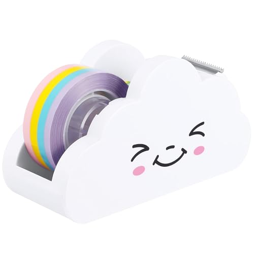 Tesafilm Abroller Klebeband Klebebandabroller Lustiger Cellotape Spender FüR Kinder WolkenföRmige Niedliche Bandspender Mit Einem Regenbogenband Plastik Desktop Sellotape Spender Mit SüßEm LäCheln von SMELEYOU