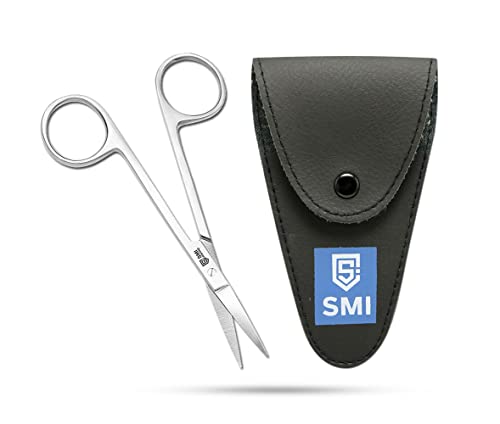 SMI Bartschere für Männer Schnurrbartschere Augenbrauenschere kleine Schere Für Gesichtshaare und Ohrhaare Edelstahl Pflegeschere mit Etui von SMI