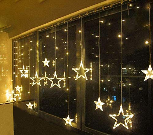 LED Lichterkette Sterne für Weihnachten Innen Fenster mit Timer 31V Lichterketten Warmweiß 8 Modi Weihnachtsbeleuchtung Außen Dekoration IP44 Lichtervorhang 2,5Mx1M von SMITHROAD