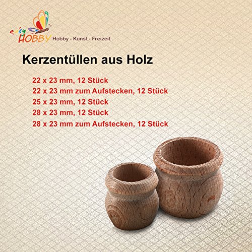 Kerzentüllen aus Holz, 12 Stück (22 x 23 mm, Ø innen: 15 mm für Pyramidenkerzen) von SMITS