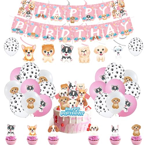 Haustier Hund Geburtstag Deko Dog Kindergeburtstag Deko Welpen Geburtstag Luftballons Haustier Hunde Luftballons Deko Pet Dog Kuchen Topper Welpen Geburtstag Girlande Hunde Spiral Dekorationen von SMLHPARTY