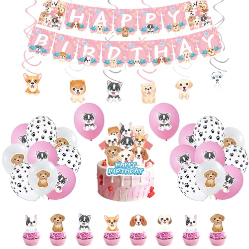 Haustier Hunde Geburtstag Deko Hund Deko Party Geburtstag Welpen Luftballons Geburtstag Haustier Hund Luftballons Deko Pet Dog Kuchen Topper Dog Geburtstag Girlande Pet Dog Spiral Hängedekoration von SMLHPARTY