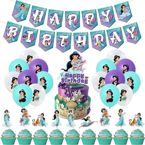 Prinzessin Jasmin Geburtstag Deko Princess Jasmine Deko Geburtstag Prinzessinen Jasmin Luftballons Jasmine Luftballons Princess Jasmine Torten Topper Girlande von SMLHPARTY