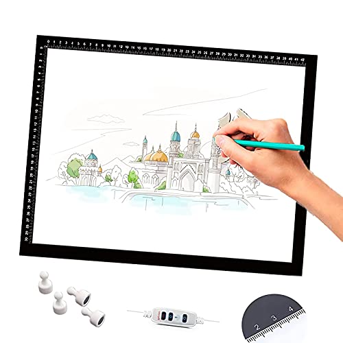 LED Leuchttisch A2 ,Leuchtplatte Light Pad LED,LED Zeichnung Pad Ultradünne Zeichenbrett Mit Einstellbare Helligkeit USB Kabel Für Malen Animation Kalligraphie Tattoo Zeichnung ,Schwarz,A4 26CM×35CM von SMLJJDZ