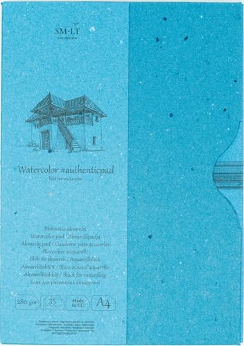 SMLT AA-35 Authentic line A4 Aquarellblock authenticpad, 280 gsm weiß Aquarellpapier, 35 Blatt von SMLT