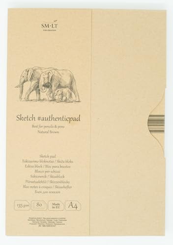 SMLT EA-80/NTB Authentic line A4 Skizzenblock authenticpad, 135 gsm braun Kraftpapier, 80 Blatt von SMLT