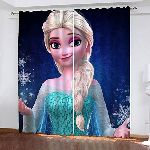 SMNVCKJ Anime ELSA Verdunkelungsvorhang Wasserdichter Stoff Gardinen Für Kinderzimmer, 3D-Digitaldruck 100% Polyester (1,220 × 215CM) von SMNVCKJ