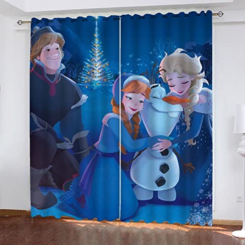 SMNVCKJ Anime ELSA Verdunkelungsvorhang Wasserdichter Stoff Gardinen Für Kinderzimmer, 3D-Digitaldruck 100% Polyester (12,183 × 160 cm) von SMNVCKJ