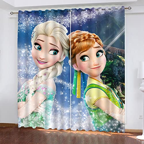 SMNVCKJ Anime ELSA Verdunkelungsvorhang Wasserdichter Stoff Gardinen Für Kinderzimmer, 3D-Digitaldruck 100% Polyester (14,100 × 140CM) von SMNVCKJ