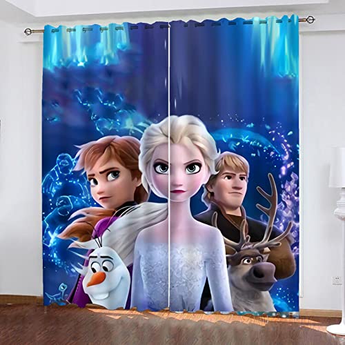 SMNVCKJ Anime ELSA Verdunkelungsvorhang Wasserdichter Stoff Gardinen Für Kinderzimmer, 3D-Digitaldruck 100% Polyester (15,100 × 140CM) von SMNVCKJ