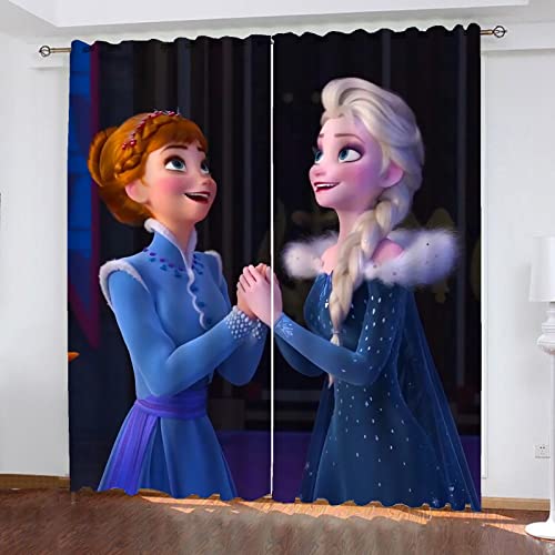 SMNVCKJ Anime ELSA Verdunkelungsvorhang Wasserdichter Stoff Gardinen Für Kinderzimmer, 3D-Digitaldruck 100% Polyester (2,150 × 166CM) von SMNVCKJ