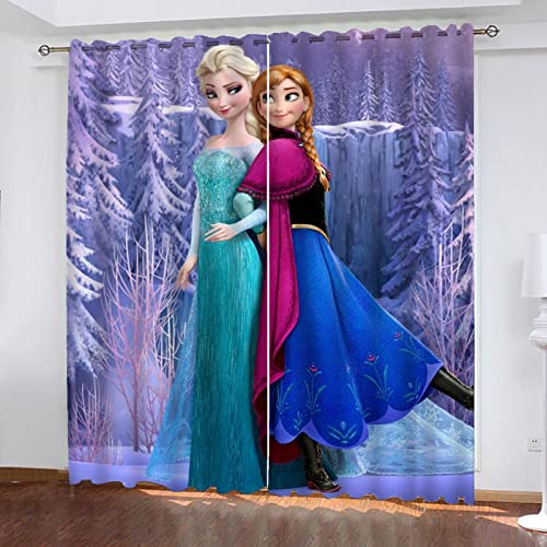 SMNVCKJ Anime ELSA Verdunkelungsvorhang Wasserdichter Stoff Gardinen Für Kinderzimmer, 3D-Digitaldruck 100% Polyester (5,100 × 140CM) von SMNVCKJ