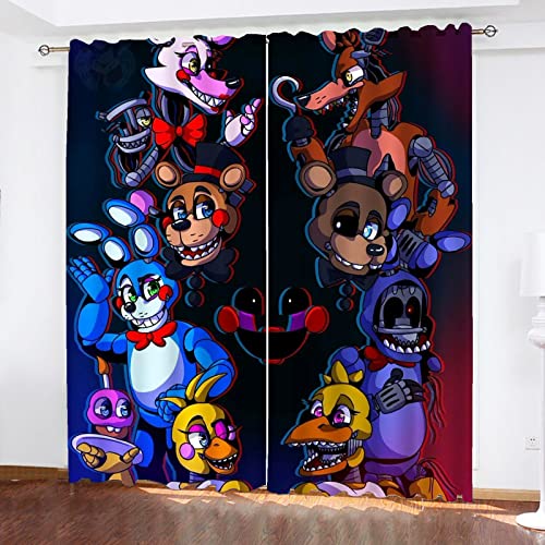 SMNVCKJ Anime Five Nights Verdunkelungsvorhänge Für Unisex Kinder Schlafzimmer/Wohnzimmer/Wohnheim/Vorhang,100% Polyester (14,220 × 215CM) von SMNVCKJ