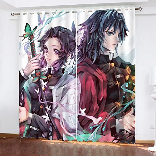 SMNVCKJ Anime Muster Verdunkelungsvorhänge Für Jungen Und Mädchen Schlafzimmer Kinderzimmer Perforierte Vorhänge (1,100 × 140CM) von SMNVCKJ