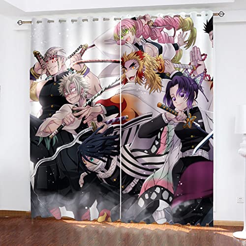 SMNVCKJ Anime Muster Verdunkelungsvorhänge Für Jungen Und Mädchen Schlafzimmer Kinderzimmer Perforierte Vorhänge (11,100 × 140CM) von SMNVCKJ