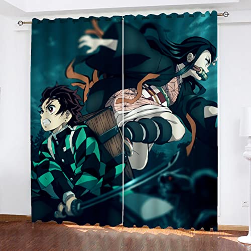 SMNVCKJ Anime Muster Verdunkelungsvorhänge Für Jungen Und Mädchen Schlafzimmer Kinderzimmer Perforierte Vorhänge (12,100 × 140CM) von SMNVCKJ