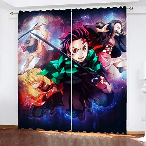 SMNVCKJ Anime Muster Verdunkelungsvorhänge Für Jungen Und Mädchen Schlafzimmer Kinderzimmer Perforierte Vorhänge (2,100 × 140CM) von SMNVCKJ