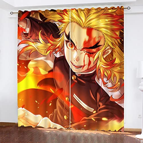 SMNVCKJ Anime Muster Verdunkelungsvorhänge Für Jungen Und Mädchen Schlafzimmer Kinderzimmer Perforierte Vorhänge (6,150 × 166CM) von SMNVCKJ