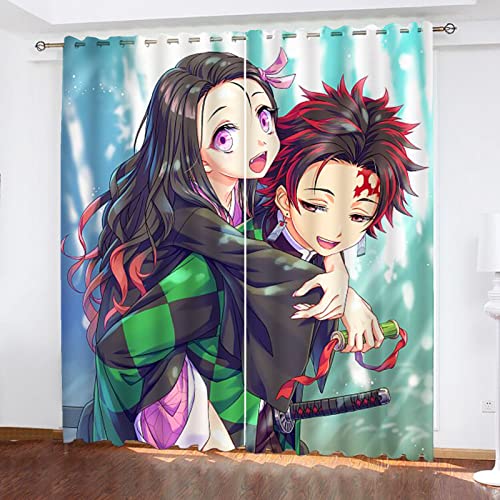 SMNVCKJ Anime Muster Verdunkelungsvorhänge Für Jungen Und Mädchen Schlafzimmer Kinderzimmer Perforierte Vorhänge (9,100 × 140CM) von SMNVCKJ