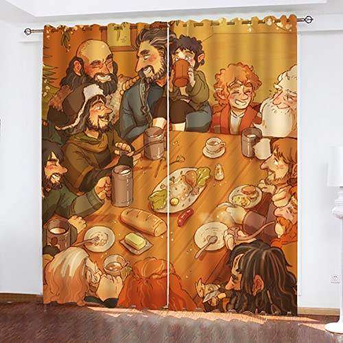 SMNVCKJ Hobbit Verdunkelungsvorhang Herr Der Ringe Vorhang Magische Hintergrund Mit Schlaufen Und Haken, 2er Set Für Kinderzimmer (4,100 × 140CM) von SMNVCKJ