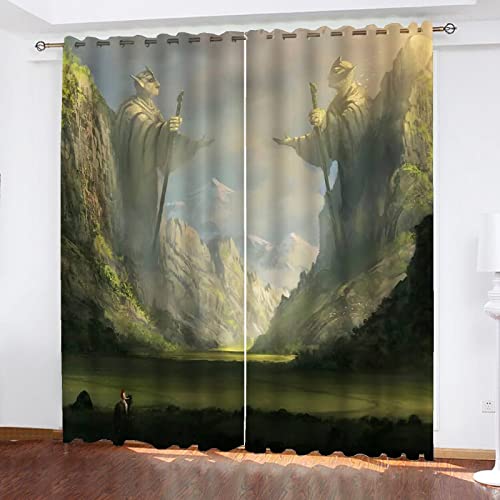 SMNVCKJ Hobbit Verdunkelungsvorhang Herr Der Ringe Vorhang Magische Hintergrund Mit Schlaufen Und Haken, 2er Set Für Kinderzimmer (7,100 × 140CM) von SMNVCKJ