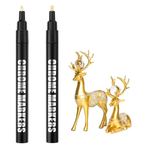 SMOOTHERPRO Marker Stifte Reflektierender Glanz Lack Stift 2 Stück Gold 1 mm und 3 mm Feder für Restaurierungsprojekte in der Glasmodellmalerei(CHMP1030GD) von SMOOTHERPRO