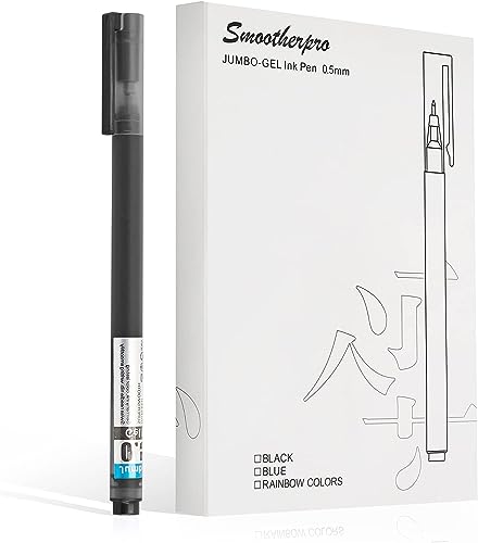 SMOOTHERPRO Gelschreiber Kugelschreiber 12 Stück Fein 0.5 mm für Office School Tagebuch Schreiben Farbe Schwarz (GP05B) von SMOOTHERPRO