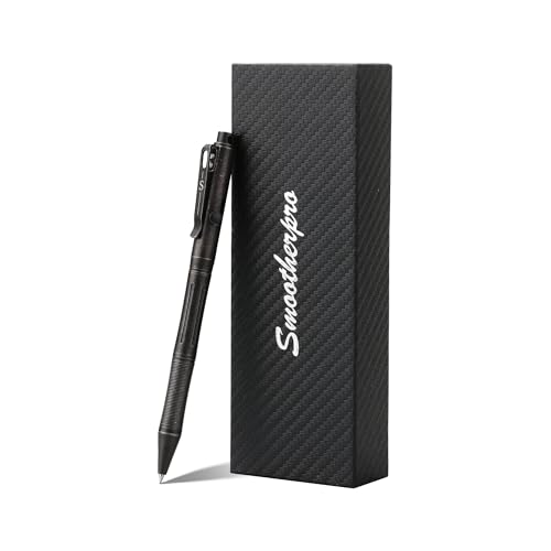 SMOOTHERPRO Kugelschreiber aus Titan/Bolt Action Stift | Kompatibel mit Pilot G2-Minen | Taschenclip aus Edelstahl | für EDC Unterschrift Geschäft Schreiben Tagebuch(RG341) | Farbe Stone Wash Schwarz von SMOOTHERPRO