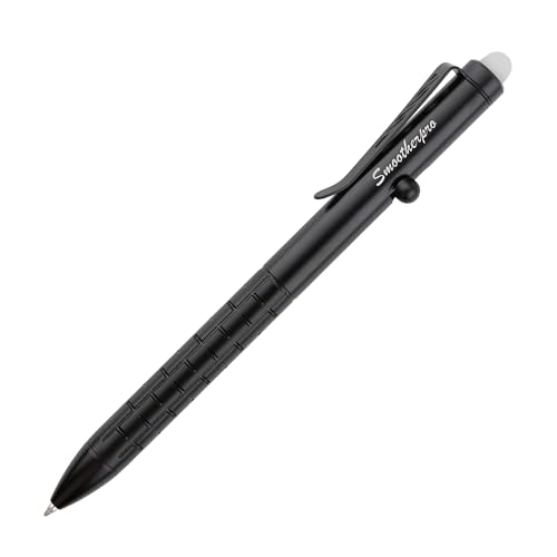 SMOOTHERPRO Löschbar Kugelschreiber | Bolt Action Stift | Taschenclip aus rostfreiem Stahl Nachfüllbar und Einziehbar | für Büro Schule Business Unterschrift (SAF150BK) | Farbe Schwarz von SMOOTHERPRO