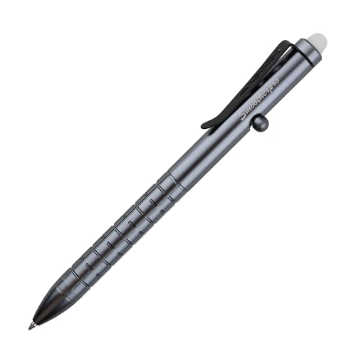 SMOOTHERPRO Löschbar Kugelschreiber | Bolt Action Stift | Taschenclip aus rostfreiem Stahl Nachfüllbar und Einziehbar | für Büro Schule Business Unterschrift (SAF151GR) | Farbe Grau von SMOOTHERPRO