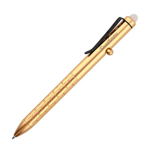 SMOOTHERPRO Löschbar Kugelschreiber | Bolt Action Stift | Taschenclip aus rostfreiem Stahl Nachfüllbar und Einziehbar | für Büro Schule Business Unterschrift (SAF152GD) | Farbe Gold von SMOOTHERPRO