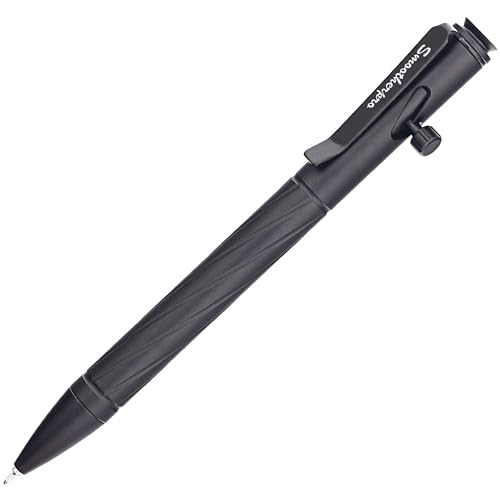 SMOOTHERPRO Aluminium Bolt Action Pen | Kugelschreiber | Robuster Edelstahlclip | Kompatibel mit Pentel-Mine | für Büro Schule Business EDC Unterschrift (PTC050) | Farbe Schwarz von SMOOTHERPRO