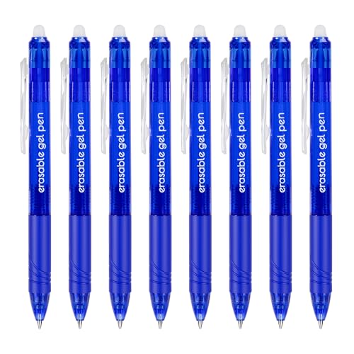 SMOOTHERPRO Radierbarer Kugelschreiber | Bunt Gelschreiber Friction | 8 Stück Blau 0,7mm Tintenroller Radierbar Set | für das Schreiben Journaling Home Office Schule Briefpapier(KC8BL) von SMOOTHERPRO