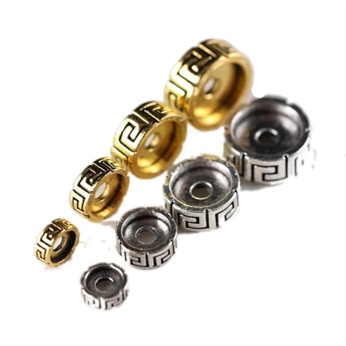 Perlen Spacer 20 stücke Flache Rad Lose Perlen 6 8 10 12mm Antike Gold Farbe Metall Perlen Spacer DIY Schmuck Erkenntnisse(Antique Gold,12mm 20pcs) von SMSPRY