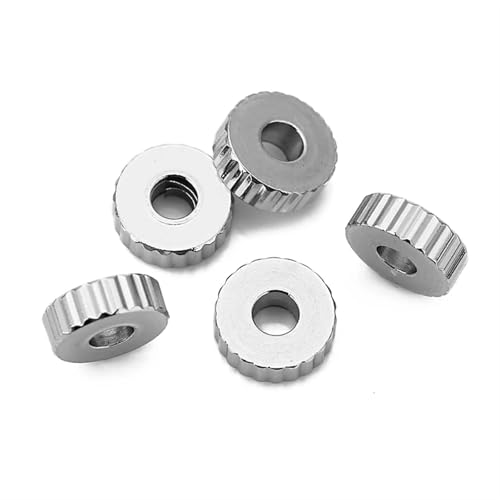 Perlen Spacer 30 Stück 6 mm Edelstahl Textur Flache Perlen Spacer Perlen for Armbänder Halskette DIY Schmuckherstellung Runde Charm Zubehör(Steel-C 30pcs) von SMSPRY