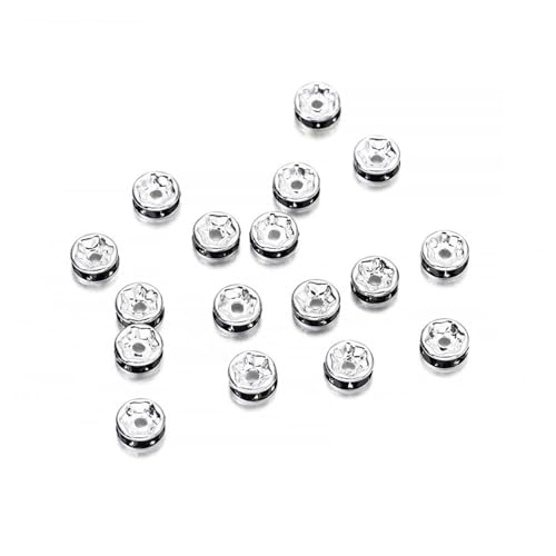 Perlen Spacer 50/100 Stück 4 6 8 10 mm Strass Rondellen Kristallperlen Lose Abstandsperlen zur DIY Schmuckherstellung Zubehör Zubehör(Black,10mm x 50Pcs) von SMSPRY